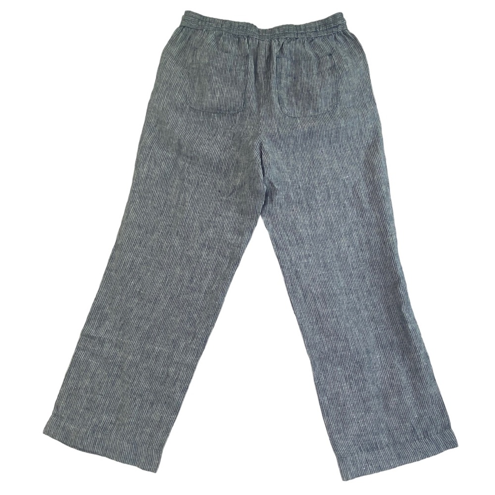 NWT Talbot's Women's Washed Linen Wide Leg Pants Striped Blue White Size 10P - Picture 2 of 10